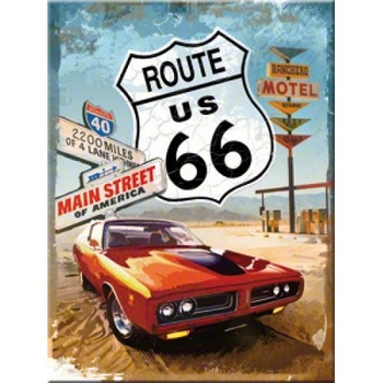 Magnet frigider - Route 66 Red car Magnet frigider - Route 66 Red car