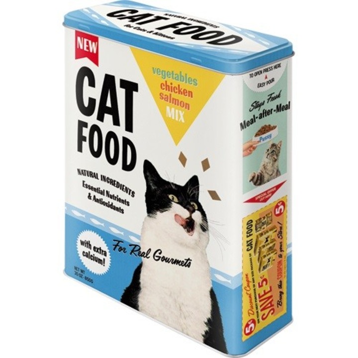 Cutie de depozitare metalica - Cat Food 8x19x26cm