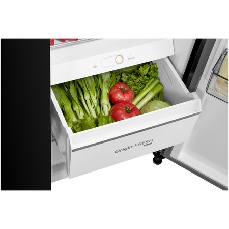 Frigider side by side Toshiba GR-RS780WE-PGJ, 584l, Max-Humid Fresh, Dual Alloy Cooling, Pure BIO, Origin Inverter, Humidity Control, Clasa E, H 179.3 cm, Sticla neagra