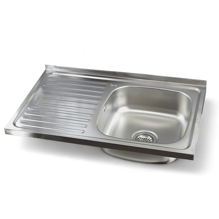 Chiuveta inox pentru masca 80x50x0.6 cm anticalcar cu preaplin Cleanmann Tempo, cuva dreapta