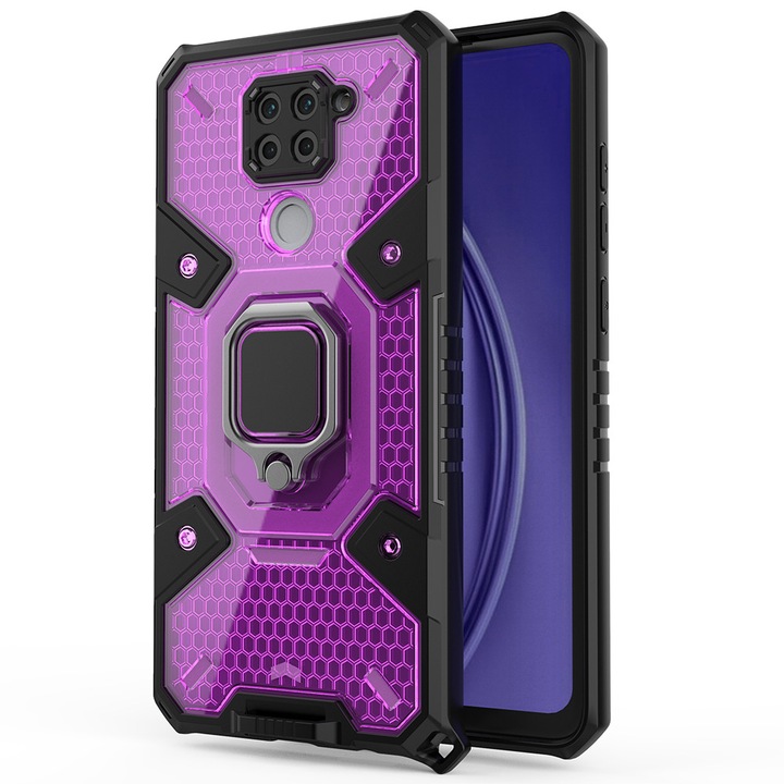 Husa pentru Xiaomi Redmi Note 9 / Redmi 10X 4G, Techsuit Honeycomb Armor, Rose-Violet