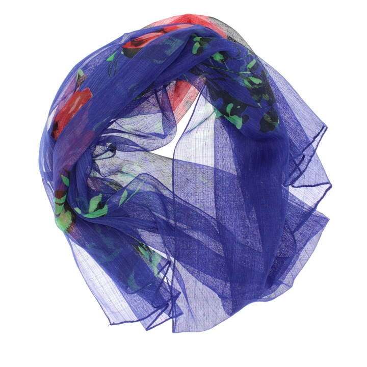 Sál, női, Boutiquecochet, sötétkék rózsákkal, 50x160 cm - ES1050