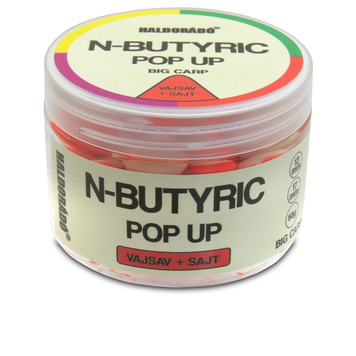 Pelete, Haldorado, N-Butyric Pop Up Big Carp 13, 17 mm - Fermentat + Cascaval 50g