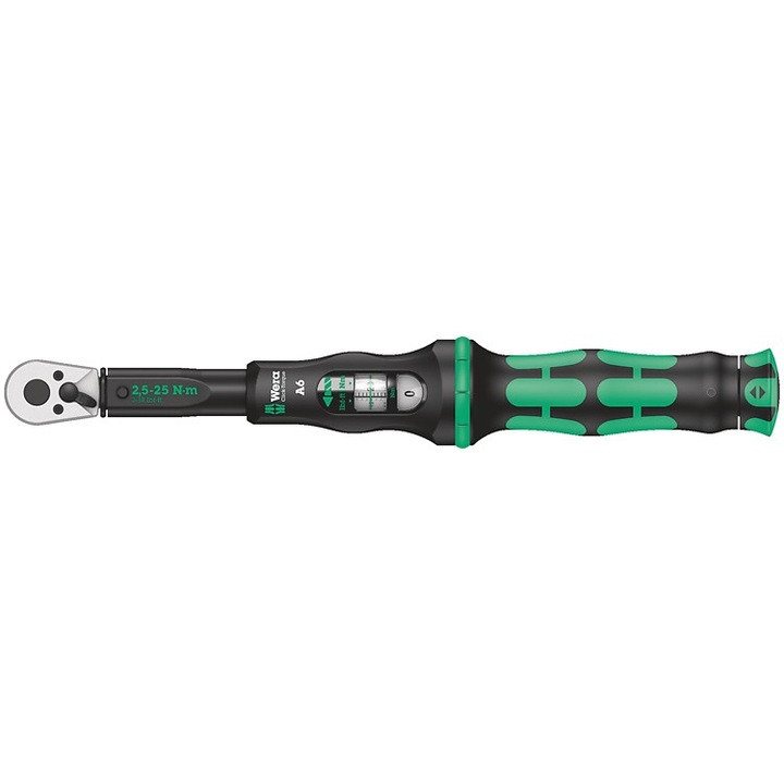 Динамометричен ключ с реверсивна тресчотка, 290 mm, 1/4", 2.5-25 Nm, Wera Click-Torque A6