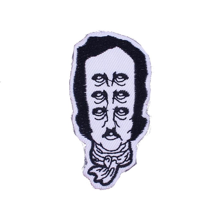 Petic textil brodat Edgar Allan Poe 6.7x3.3 cm
