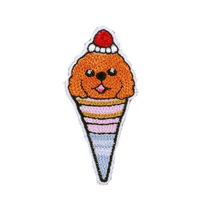 Petic textil brodat Bobita si inghetata buclucasa 7.5x3.5 cm