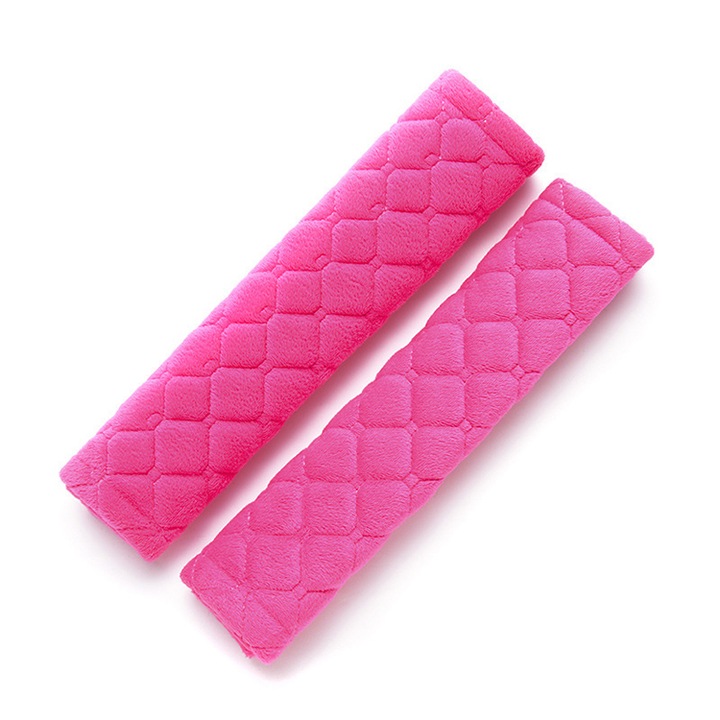 2 db biztonsági övvédő készlet, gyermek és felnőtt, neoprén/plusz anyag, 26 x 6,5 cm, rózsaszín
