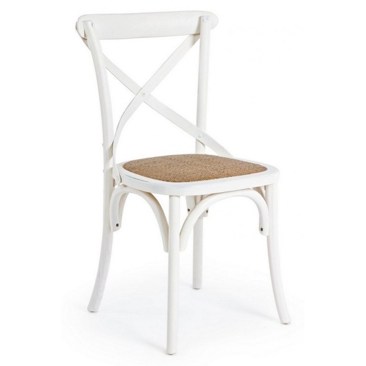 Scaun cu spatar din lemn alb natur Cross 50.5 cm x 52 cm x 87 h x 46 h