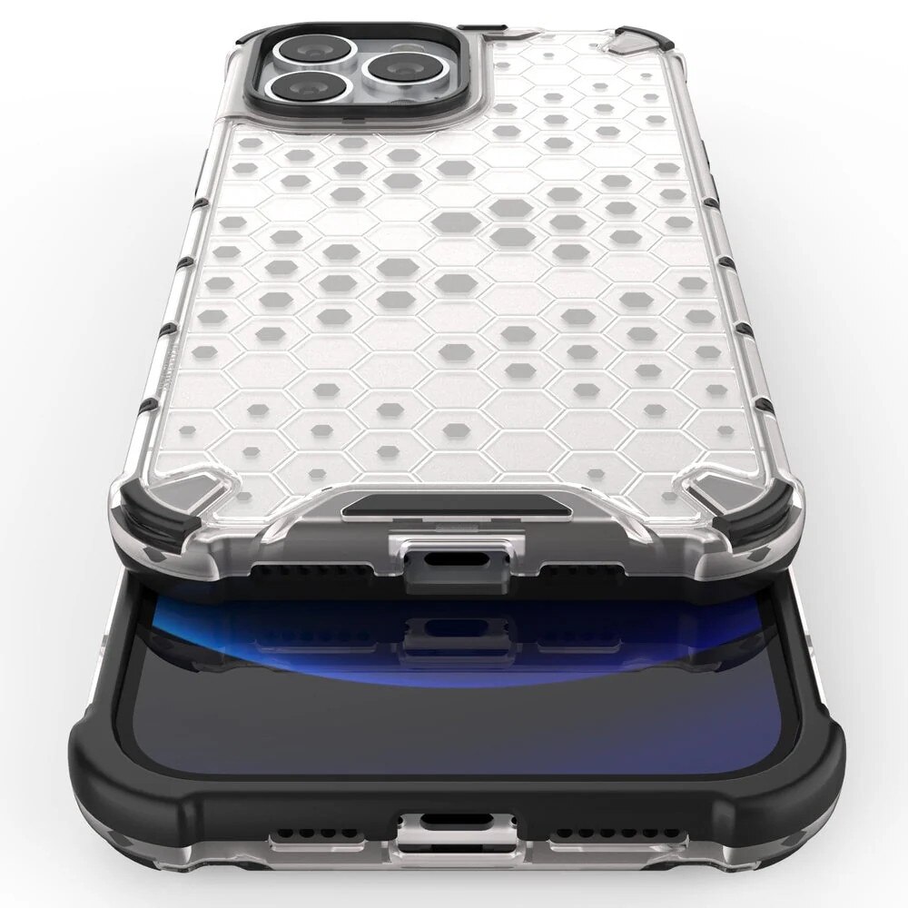Husa de protectie Hurtel Honeycomb pentru iPhone 13 Pro Max, TPU/Policarbonat, Albastru