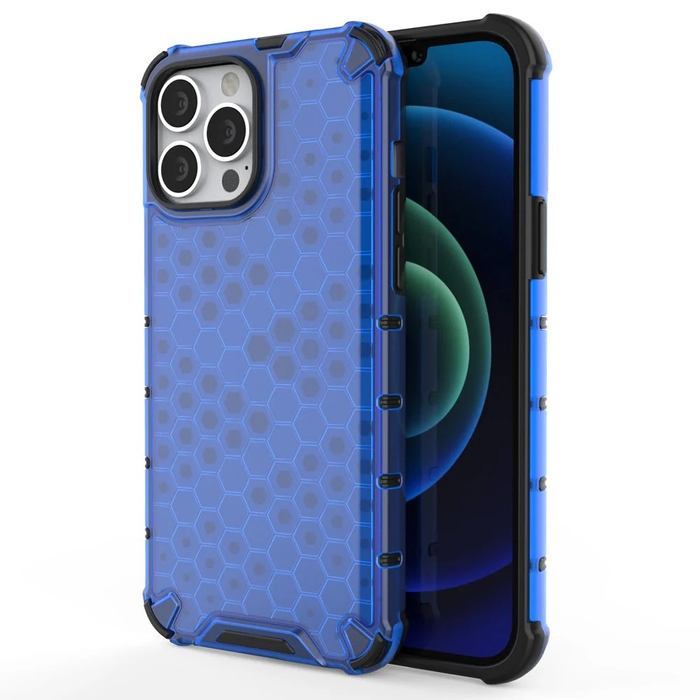 Husa de protectie Hurtel Honeycomb pentru iPhone 13 Pro Max, TPU/Policarbonat, Albastru