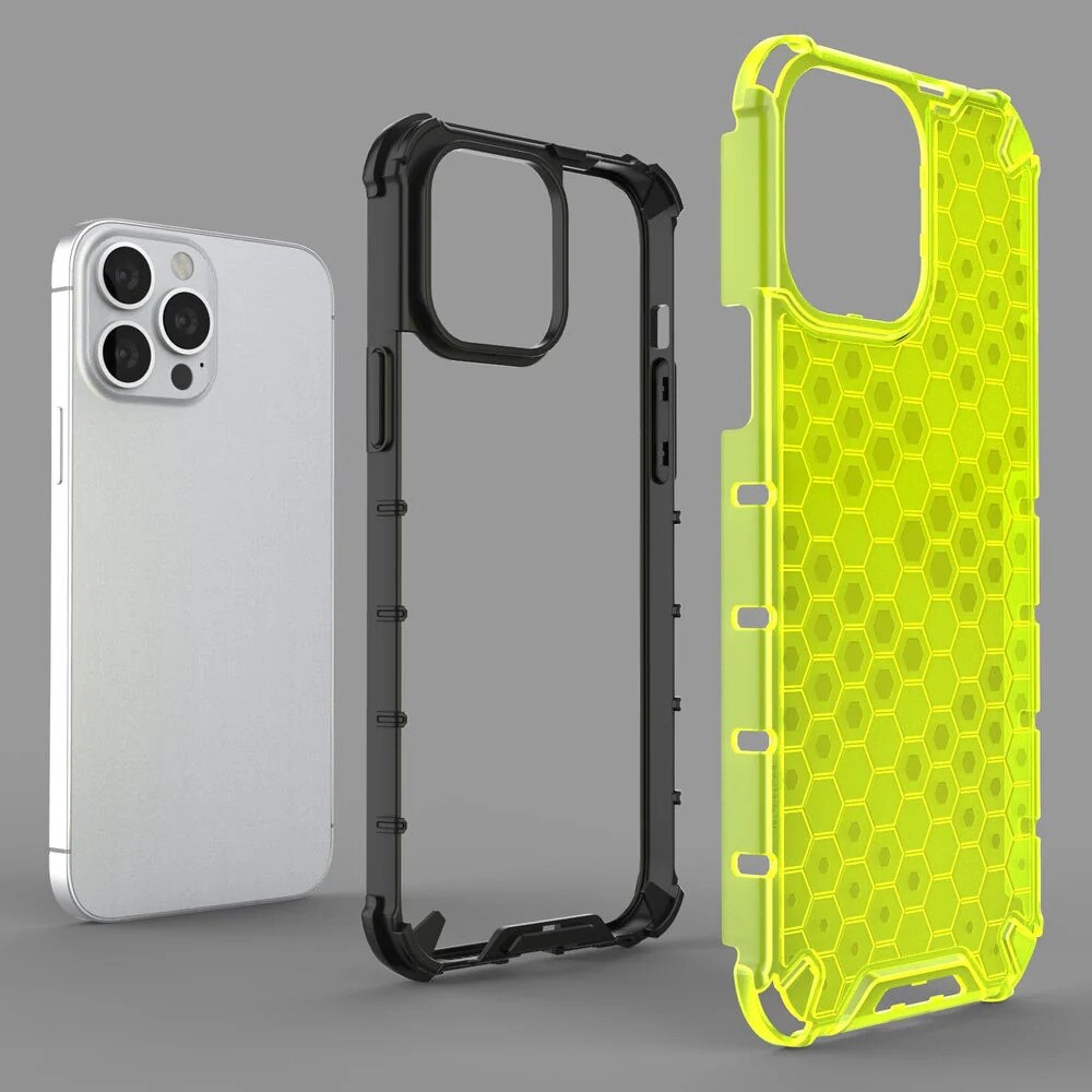 Husa de protectie Hurtel Honeycomb pentru iPhone 13 Pro Max, TPU/Policarbonat, Albastru