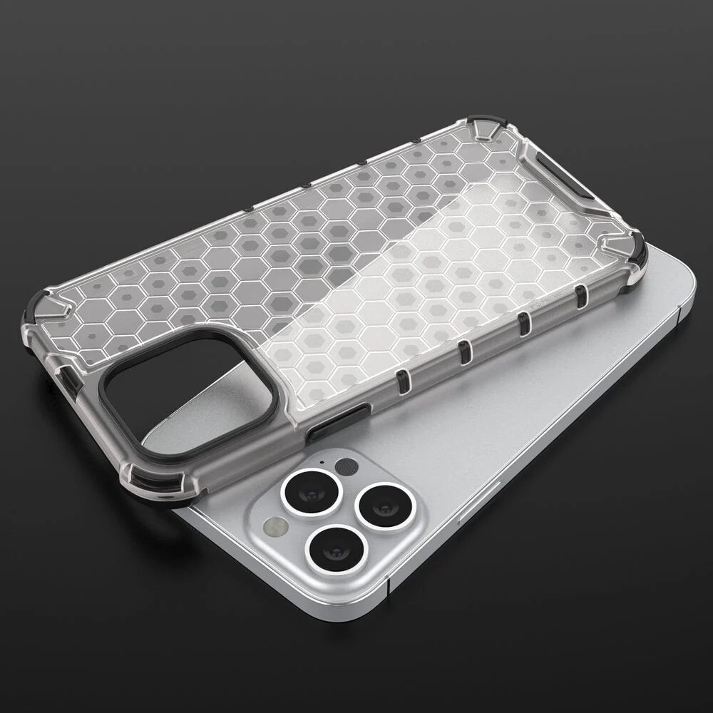 Husa de protectie Hurtel Honeycomb pentru iPhone 13 Pro Max, TPU/Policarbonat, Albastru