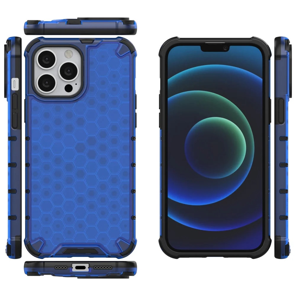 Husa de protectie Hurtel Honeycomb pentru iPhone 13 Pro Max, TPU/Policarbonat, Albastru