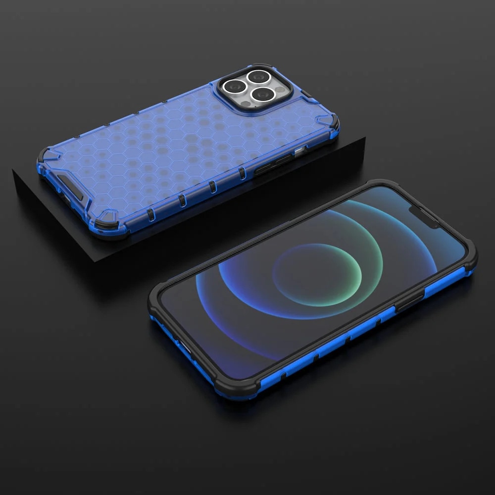 Husa de protectie Hurtel Honeycomb pentru iPhone 13 Pro Max, TPU/Policarbonat, Albastru