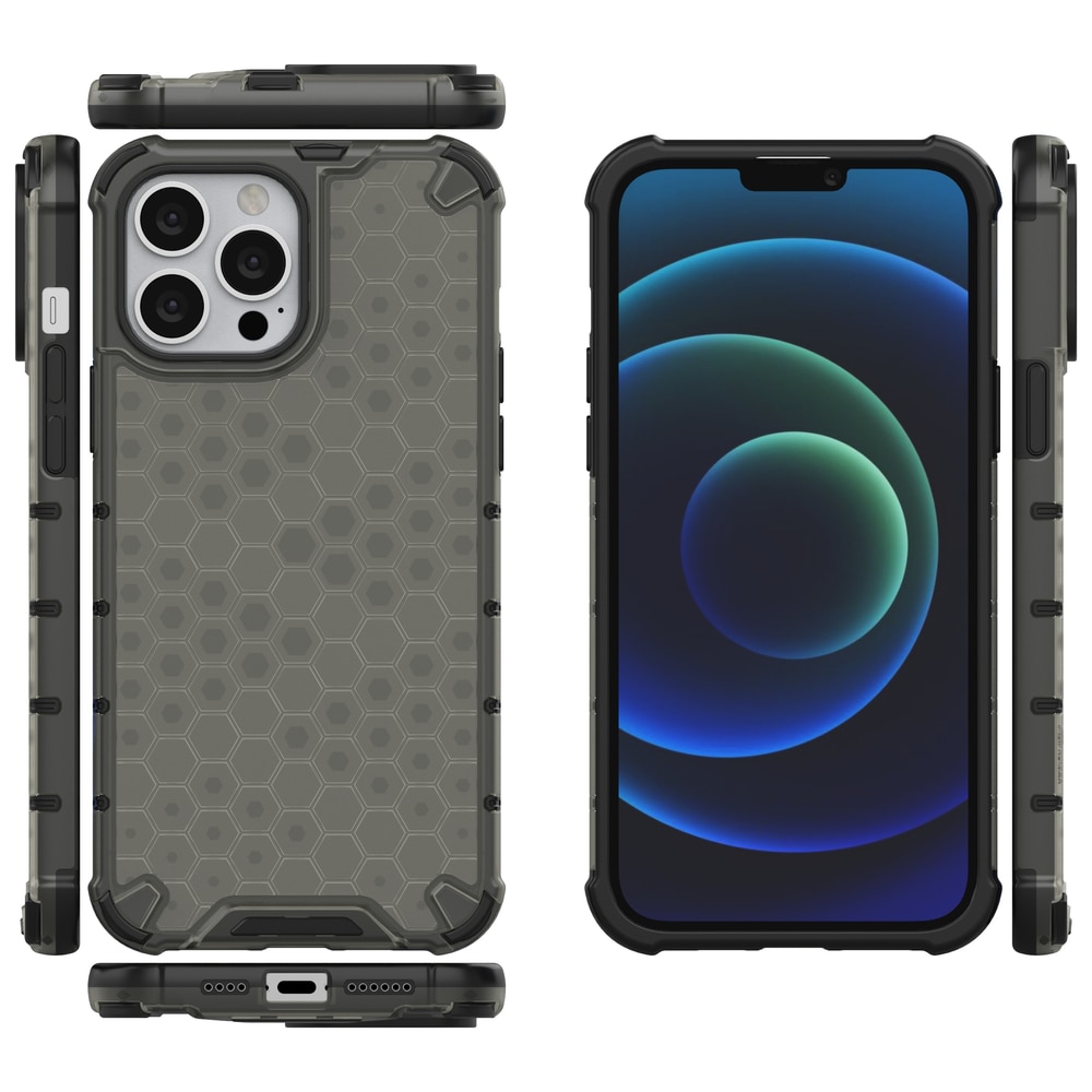 Husa de protectie Hurtel Honeycomb pentru iPhone 13 Pro Max, TPU/Policarbonat, Negru