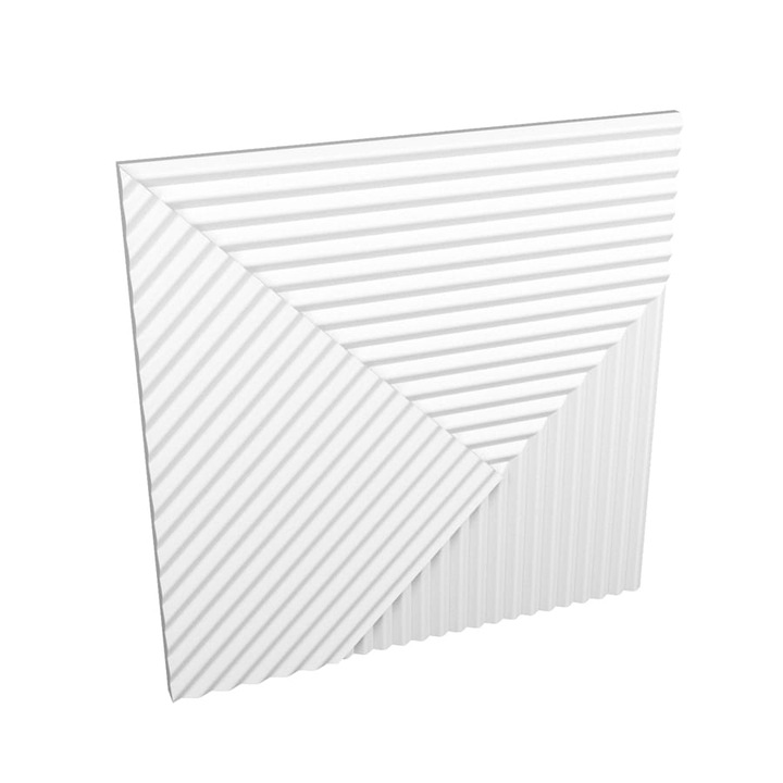 Panel decorativ 3D Decortena, model Straws 1, polistiren, alb, 50 x 50 x 2.3 cm