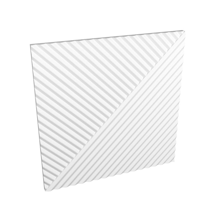 Panel decorativ 3D Decortena, model Straws 2, polistiren, alb, 50 x 50 x 2.4 cm