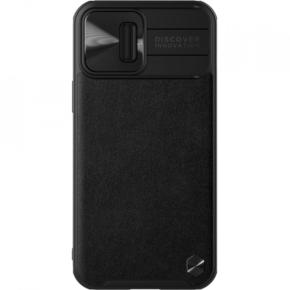 CamShield Кожен заден калъф със защита на камерата Черен Apple iPhone