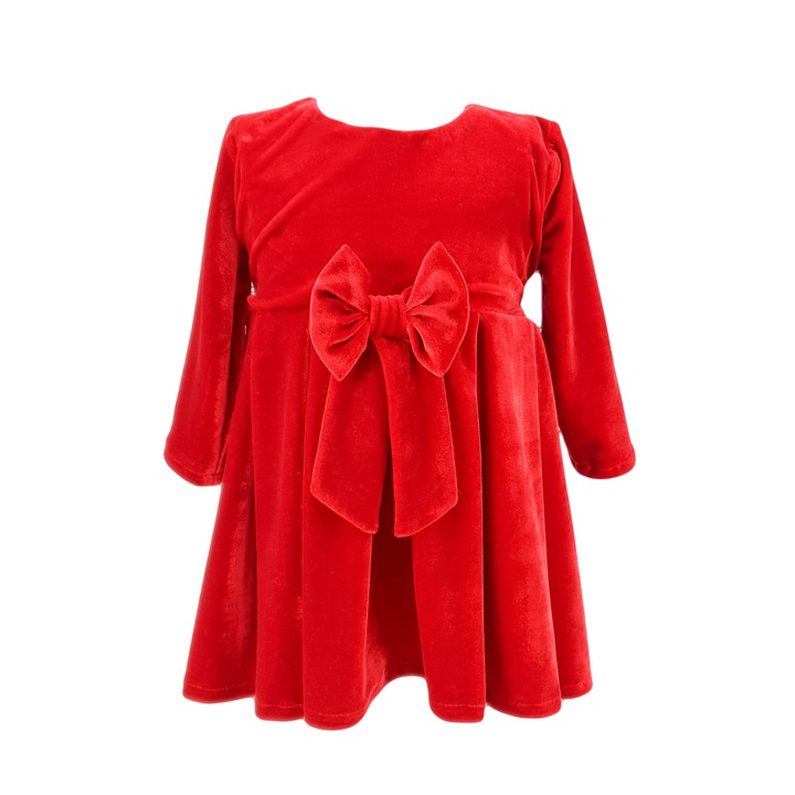Rochie botez catifea culoare rosie 3-6 luni