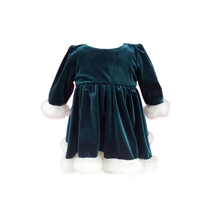 Rochie catifea si blanita - 696876, Verde