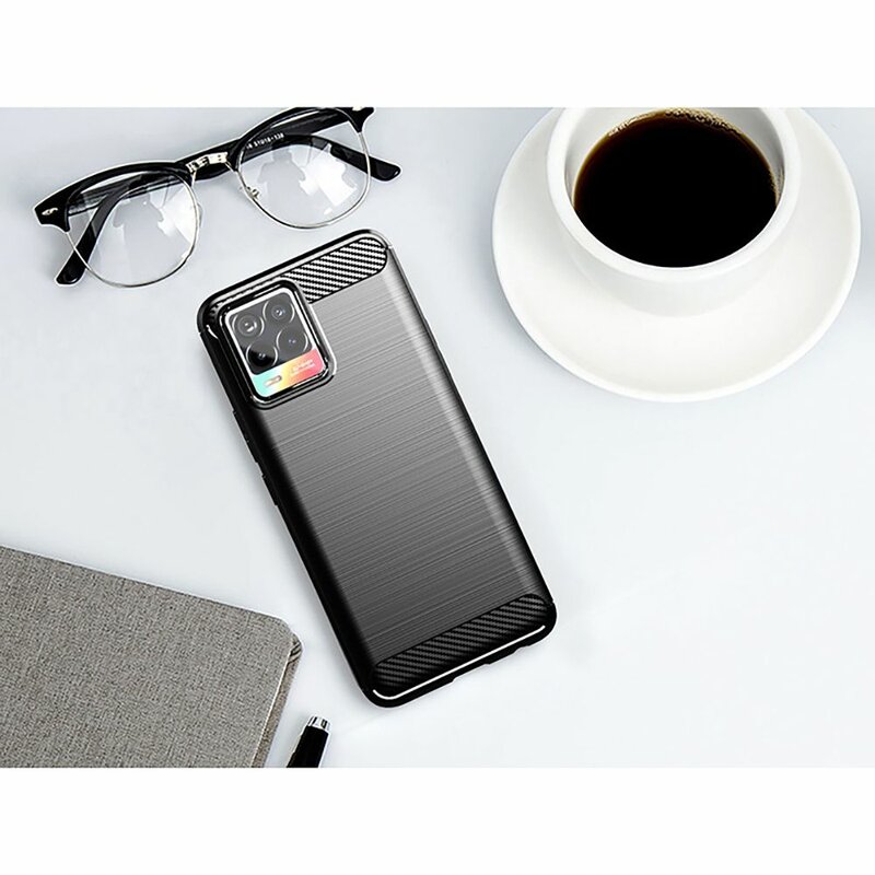 Husa pentru Realme 8 4G / 8 Pro 4G, Accesorio Carbon Silicone, Negru