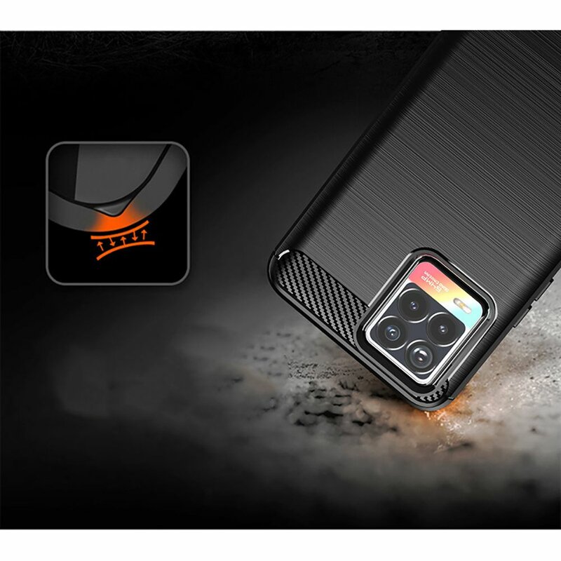 Husa pentru Realme 8 4G / 8 Pro 4G, Accesorio Carbon Silicone, Negru