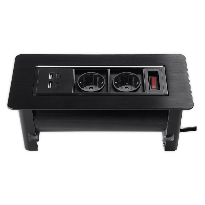 Spacetronik SPS-O24B_C2 Kettős aljzat, Beépíthető, Kettős USB porttal, Fekete
