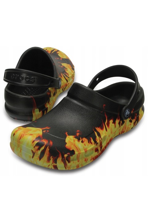 Saboti dama, Crocs, Material sintetic, Negru/Galben