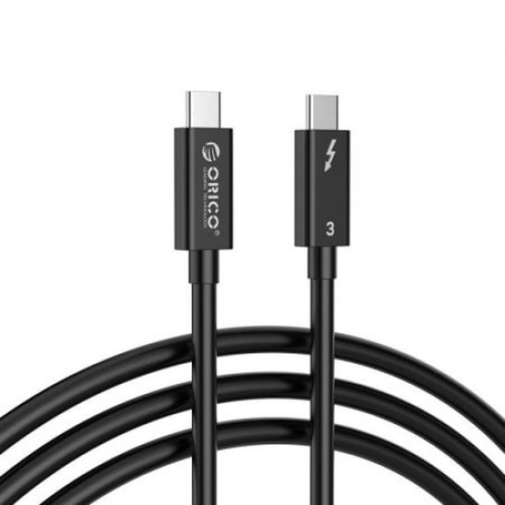 Orico TBL05 kábel, Thunderbolt 3, fekete, C típusú USB dugasz – dugó, 0,50 m, 5 A