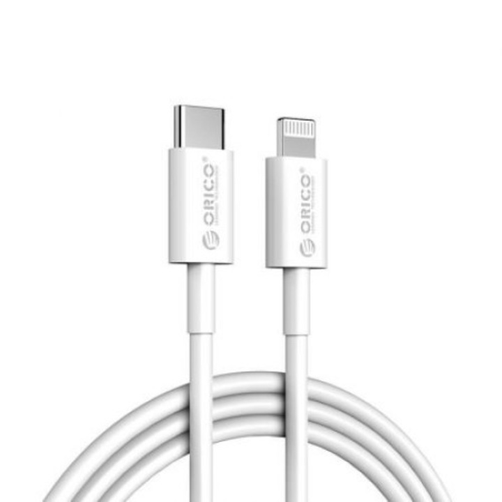 Orico CL01-10 kábel, fehér, USB Type C - Lightning, 1m, 3A