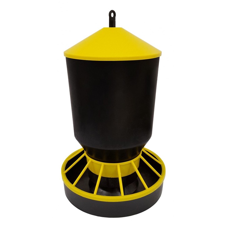 Madáretető, műanyag, 10 kg-os kapacitású, fekete/sárga
