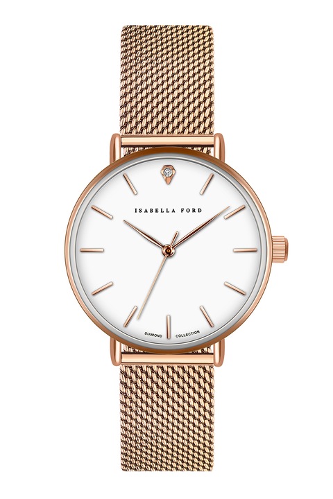 Isabella Ford, Иноксов часовник с един диамант, Rose Gold