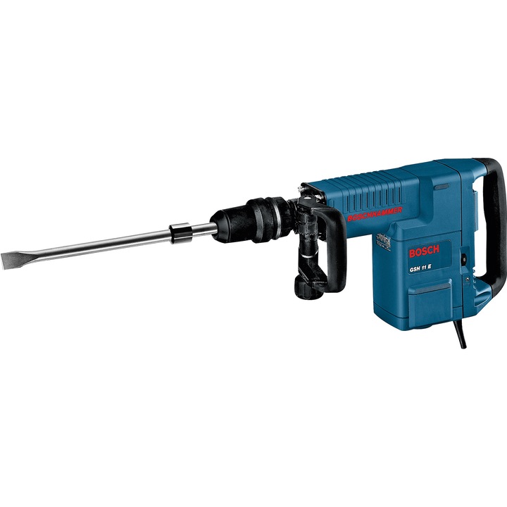 Къртач Bosch Professional SDS Max GSH 11 E, 1500 W, 16.8 J, 1890 удара/мин + Допълнителна ръкохватка + Професионален куфар + 1 секач + Туба с грес + Кърпа