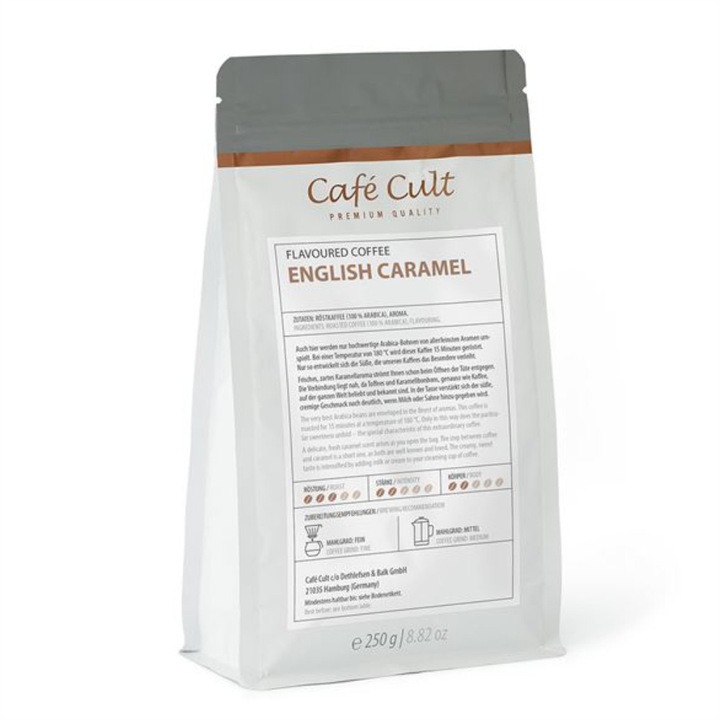 Cafea boabe aromatizata English Caramel, Cafe Cult, 250 g