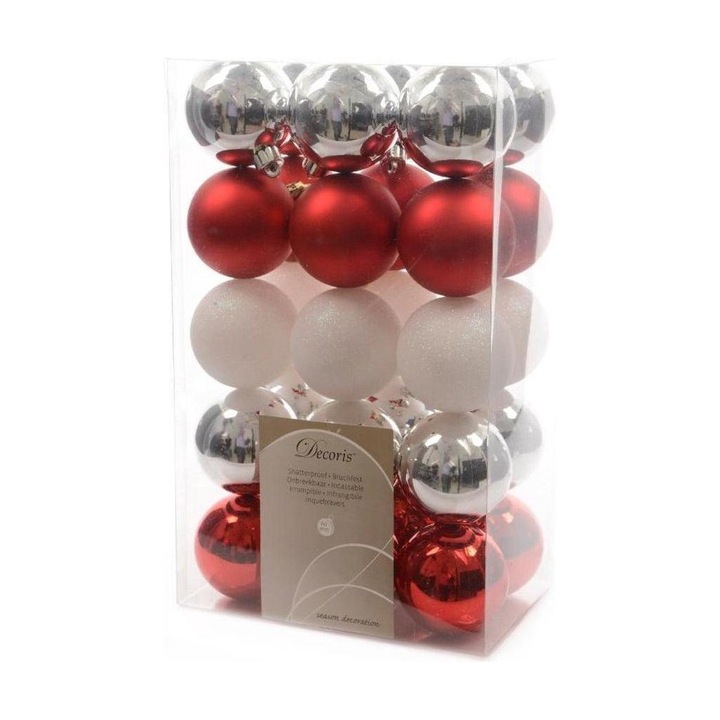 Set 30 globuri multicolor de craciun pentru brad cu diametru 6 cm