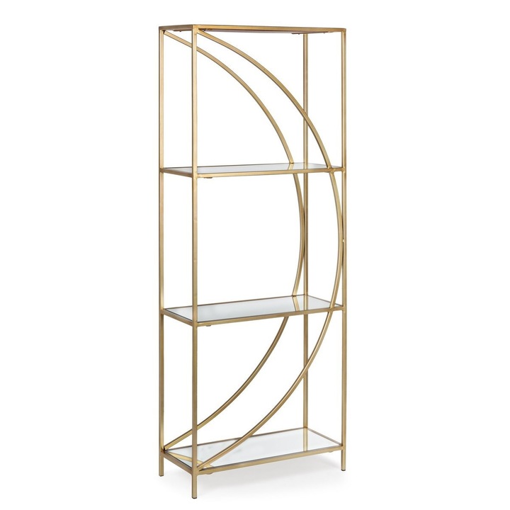 Златист железен рафт с 3 стъклени рафта Elenor 56 cm x 25 cm x 151,5 h