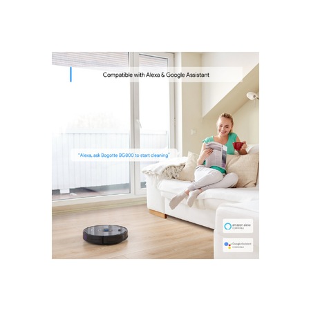 Robot de aspirare, cu spalare Bagotte BG800, functie de mop, mop inclus, control de la distanta prin aplicatie, tehnologie auto boost – Negru