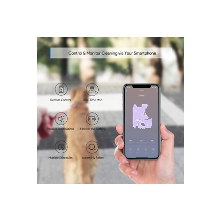 Robot de aspirare, cu spalare Bagotte BG800, functie de mop, mop inclus, control de la distanta prin aplicatie, tehnologie auto boost – Negru