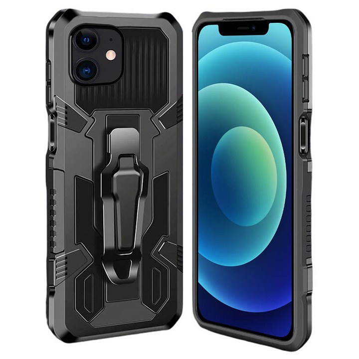 Защитен калъф за Apple iPhone 11 Pro, Aziao Tech Performance Design, Shield Armor, Hard TPU, Tank Stand, Top Protection, Черен