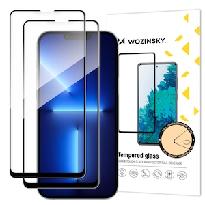 Set 2 bucati folie de protectie Tempered Glass, Wozinsky, Sticla, 9H, Compatibil cu iPhone 13 Pro Max, Negru/Transparent