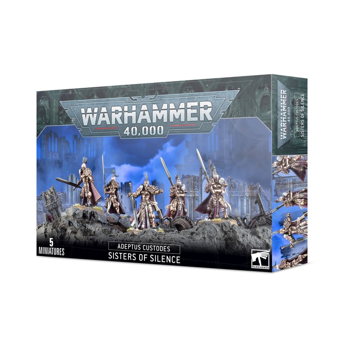 Warhammer 40k játékfigurák Pack, Games Workshop, Adeptus Custodes Sisters of Silence, 5 miniatűr