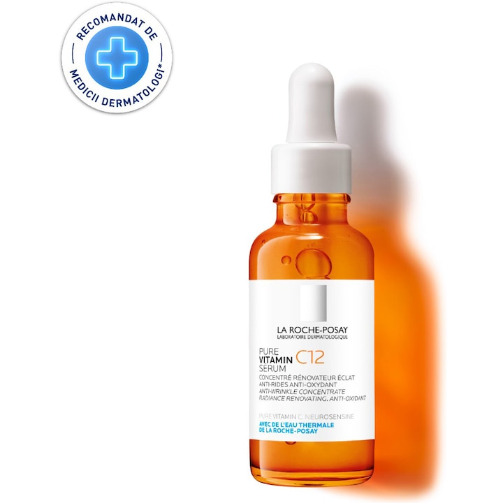 Серум против бръчки La Roche- Posay, С чист витамин С12, Антиоксидантен ефект, За възстановяване на блясъка, 30 мл