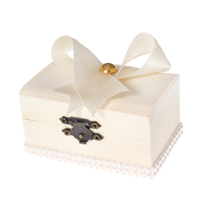 Cutiuta cufar pentru prima suvita, handmade, ivoire, 10x5x5 cm, Recostore, REC1809