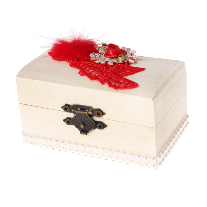 Ракла кутия за първи кичур, ръчна изработка, червена, 10x5x5 см, Recostore, REC1806