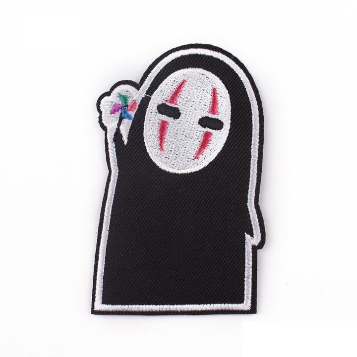 Petic textil brodat No-Face, Spirited Away 8.1x5.1 cm