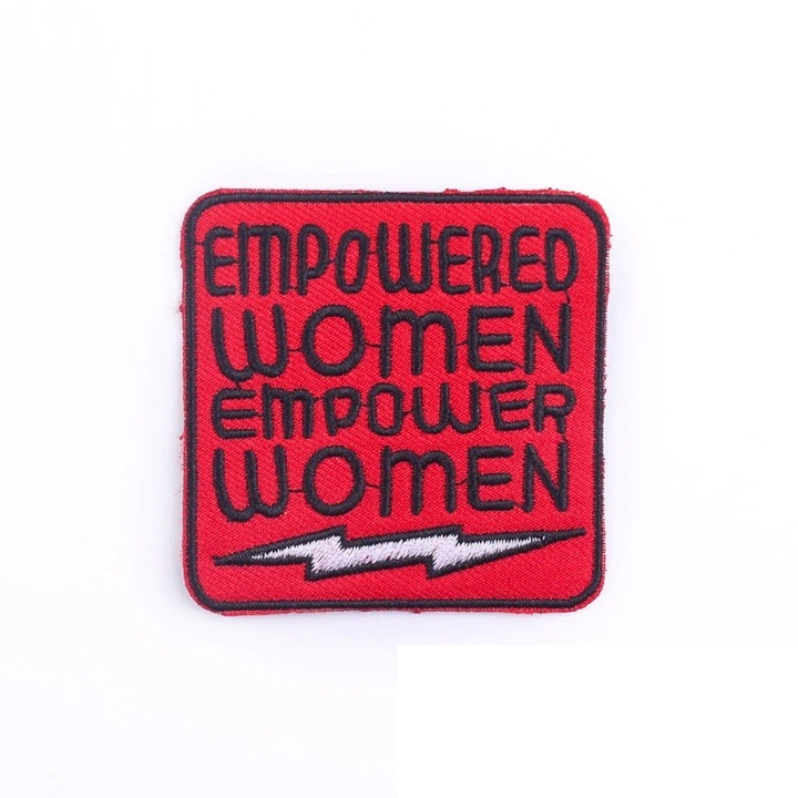 Petic textil brodat woman empower woman, girl power, feminist 6.1x6.1 cm