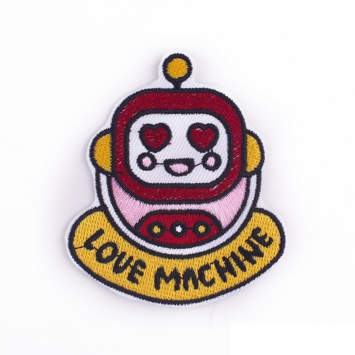 Petic textil brodat Love Machine 7x6.1 cm