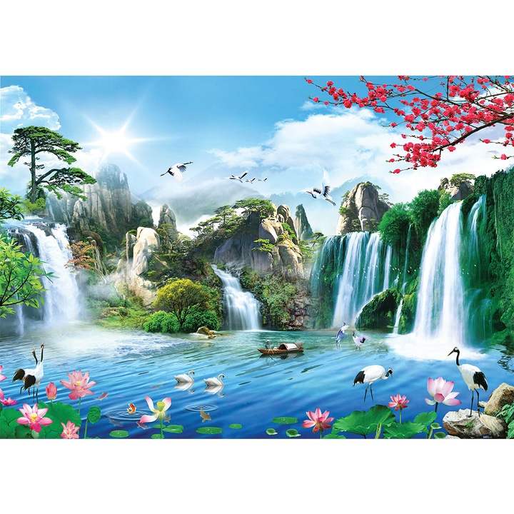 Fototapet Peisaj, Cascada Cocorilor, autoadeziv, multicolor, 250X400 cm