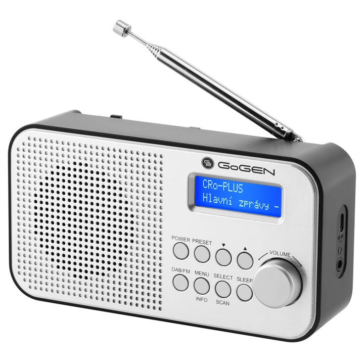 Портативно радио GoGEN DAB 300N, с DAB + и FM тунер, 1 W, LCD, 2000 mAh батерия, Бял