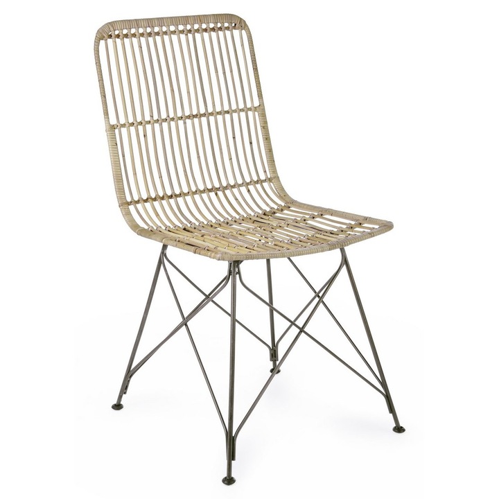 Scaun cu spatar din rattan natur Lucila 45 cm x 55 cm x 85 h x 45 h